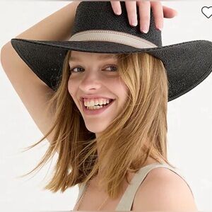 NWT J. Crew Contoured-crown straw boater hat M/L